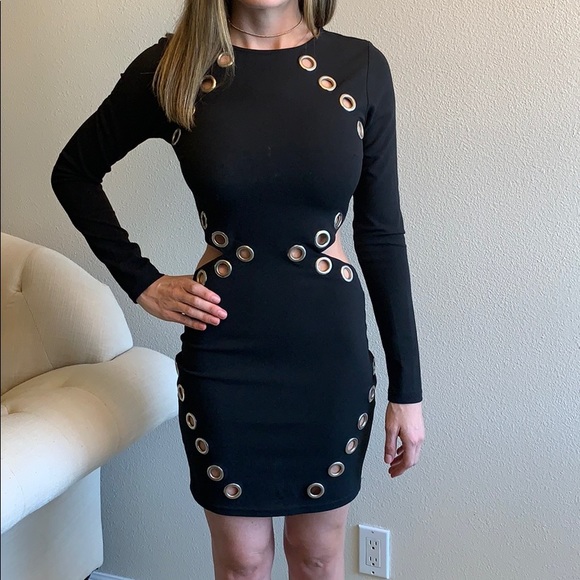 Missguided Dresses & Skirts - Black knit dress with large grommet detail